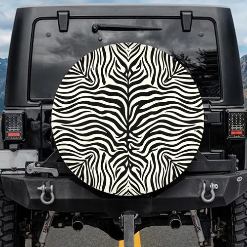 Realistic Black Cream Zebra Stripes - Wildlife Lover Decor Gift Spare Tire Cover