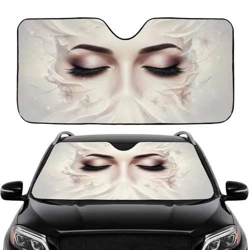 Realistic Closed Female Eyes Long Lashes - Lifestyle Accessory Gift for Women Car Sunshade