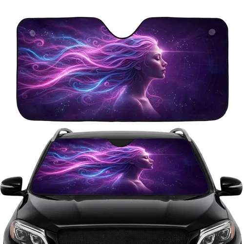 Celestial Woman Luminous Orb Nebula Hair - Spiritual Decor Gift Car Sunshade
