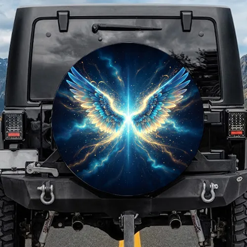 Majestic Ethereal Wings Divine Presence - Cosmic Spiritual Decor Gift Spare Tire Cover