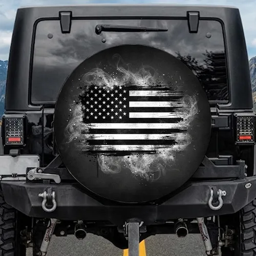 Distressed American Flag Grunge - Patriotic Independence Day Celebration Spare Tire Cover