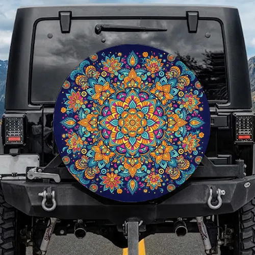 Boho Mandala Floral Paisley Tapestry Seed Swirl Dots Spare Tire Cover