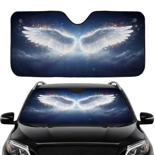 White Feathered Wings Celestial Aura Cosmic Dreamscape - Vehicle Accent Gift Car Sunshade