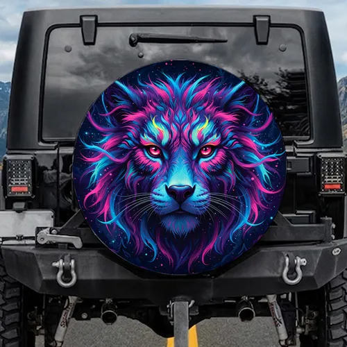 Glowing Irises Animal Fur Cosmic Nebula - Outdoor Adventure Enthusiast Gift Spare Tire Cover