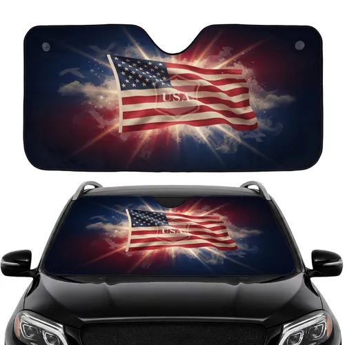 American Flag Eagle Glory - Independence Day Patriotic Decor Gift Car Sunshade