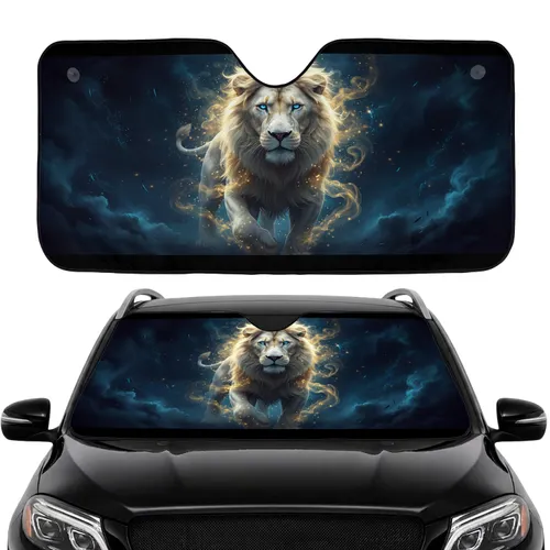 Majestic White Lion Ethereal Smoke - Wildlife Lover Gift Car Sunshade
