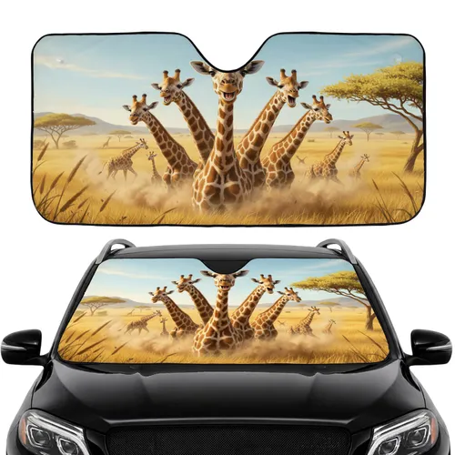 Jovial Giraffes African Savannah Safari Adventure - Wildlife Lover Gift Car Sunshade