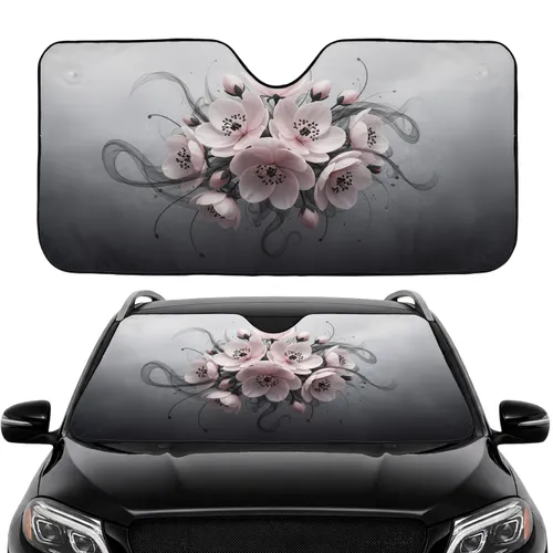 Diffused Pink Petals Black Stamens Smoky Tendrils Shadowy Clouds Car Sunshade