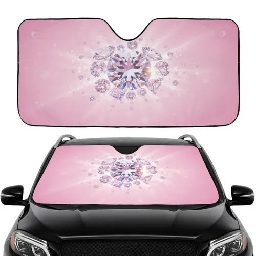 Brilliant Cut Princess Marquise Diamonds Pink Surface Car Sunshade
