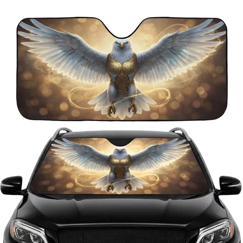 White Eagle Golden Breastplate Golden Dust Luminescent Mist Wildlife Lover Gift Car Sunshade