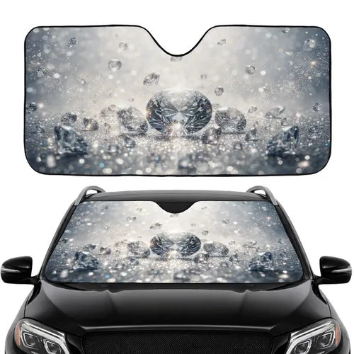 Shimmering Faceted Diamonds Radiant Glitter Luxury Car Accessory Car Sunshade
