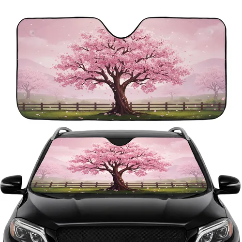 Soft Pink Cherry Blossom Tree Spring Landscape - Spring Season Decor Car Sunshade