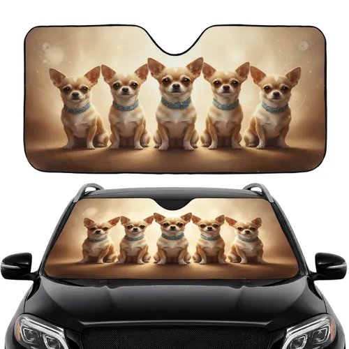 Six Chihuahua Dogs Blue Collar - Dog Lover Everyday Gift Car Sunshade