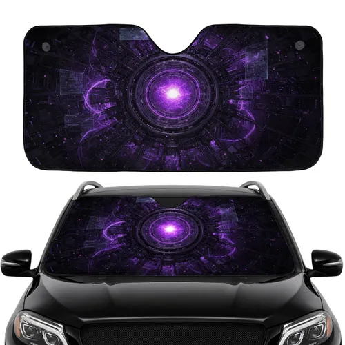 Futuristic Mechanical Core Purple Energy Orb Sci-Fi Alien Technology Car Interior Decor Car Sunshade