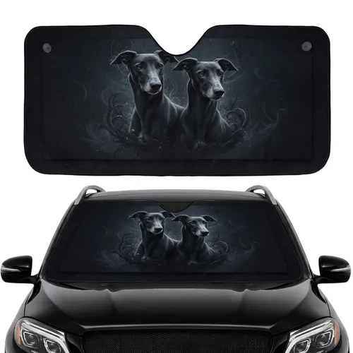 Dark-Coated Greyhounds Dark Mist Light Rays - Dog Lover Gift Auto Accessory Car Sunshade