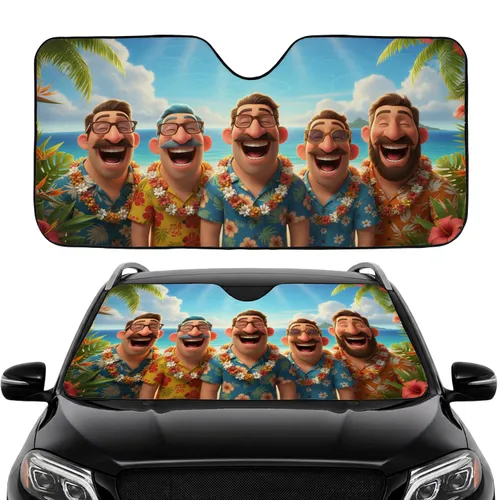 Joyful Men Hawaiian Shirts Tropical Paradise - Island Beach Getaway Gift Car Sunshade