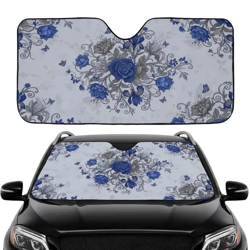 Ornate Botanical Flower Vines Butterflies - Nature Lover Car Decor Gift Car Sunshade