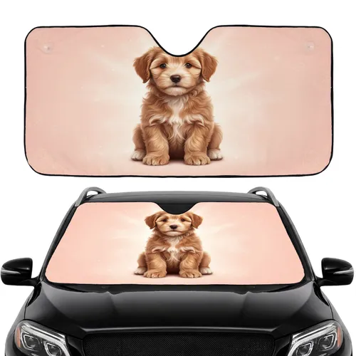 Fluffy Puppy Happy Expression Gentle Rays - Pet Lover Everyday Decor Gift Car Sunshade