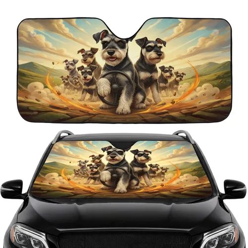 Schnauzer Dogs Adventure Journey Dog Lover Gift for Schnauzer Owners Car Sunshade