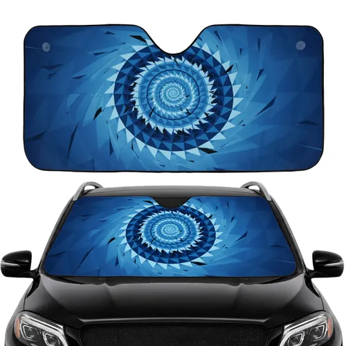 Blue Geometric Vortex Optical Illusion - Everyday Travel Gift Car Sunshade