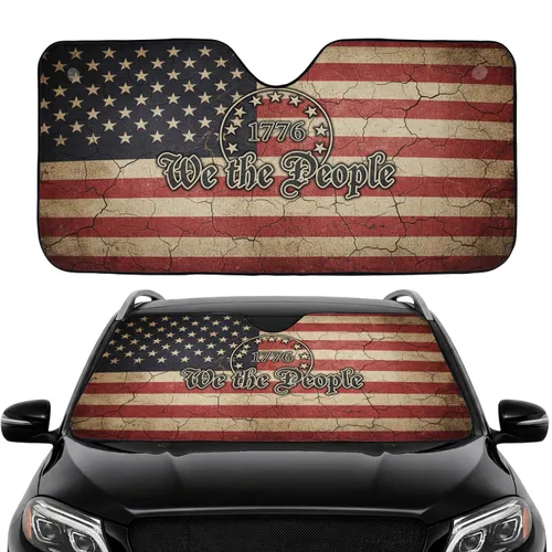 We The People 1776 Distressed American Flag - Independence Day Gift Car Sunshade