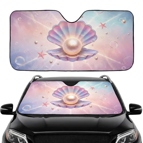 Glowing Pearl Seashell Pink Starfish - Underwater Celestial Car Decor Car Sunshade