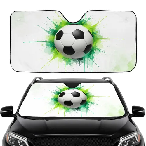 Soccer Ball Green Watercolor Splash - Sports Fan Lifestyle Gift Car Sunshade