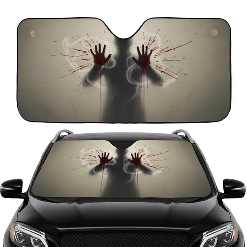 Ethereal Mist Shadowy Figure Blood-Soaked Hands - Cinematic Mystery Fan Gift Car Sunshade
