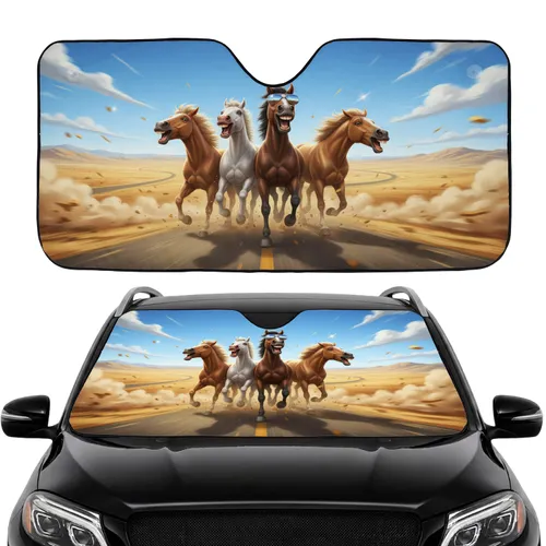 Sun-Drenched Laughing Horses Aviator Sunglasses - Road Trip Adventure Horse Lover Gift Car Sunshade
