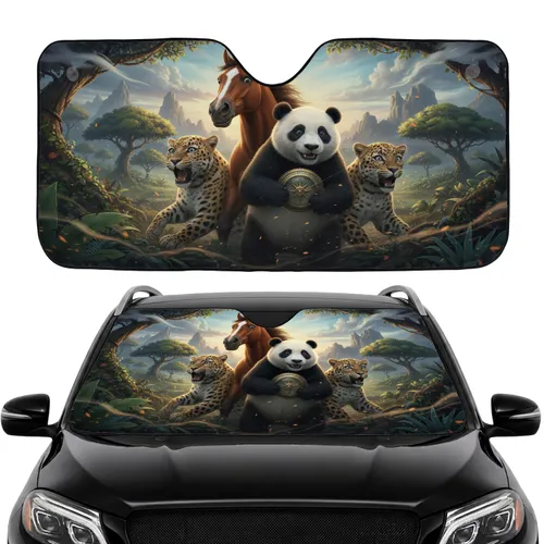 Twilight Safari Horse Panda Leopard Adventure - Thrilling Wildlife Lover Gift Car Sunshade