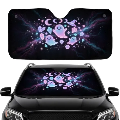 Ghosts Faceted Crystals Witch Hat Moon Stars Nebula - Celestial Car Decor Gift Car Sunshade