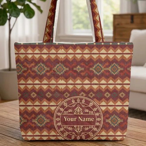 Floral Diamonds Chevron Buds - Boho Lifestyle Bag Gift Quilted Tote Bag
