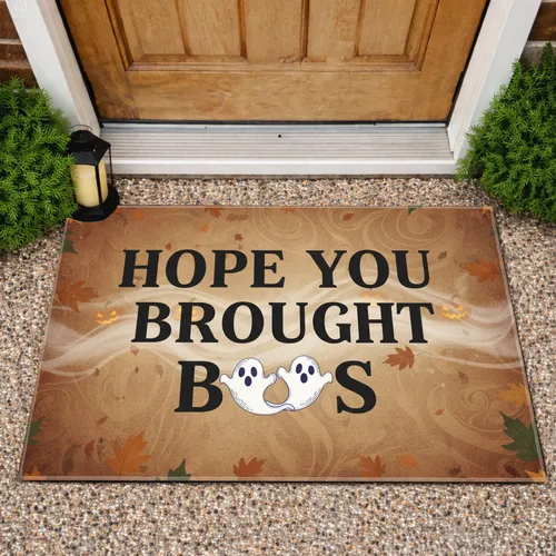 Hope You Brought Boos Ghosts Jack-o'-Lanterns Autumn Leaves Home Halloween Decor Doormat