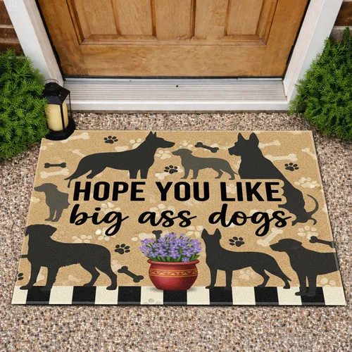 Hope You Like Big Ass Dogs Paw Prints Floral - Dog Lover Home Decor Gift Doormat