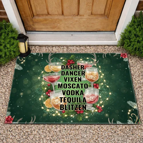 Dasher Dancer Blitzen Moscato Vodka Tequila Names List - Christmas Holiday Party Gift Doormat