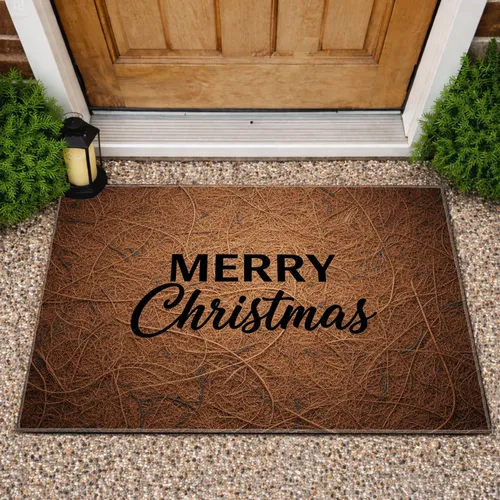 MERRY Christmas Weave - Rustic Holiday Decor Doormat