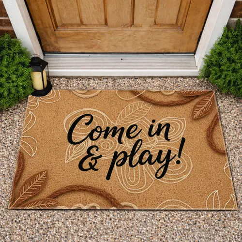 Inviting Come In Play Script Jute - Everyday Outdoor Home Entryway Decor Doormat