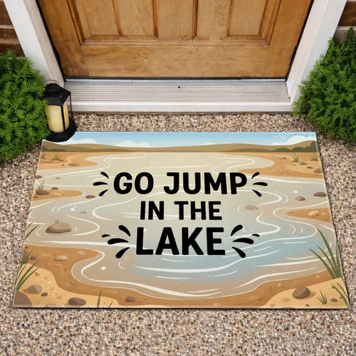 Go Jump In The Lake Water Shoreline - Summer Lake Decor Gift for Lake Lovers Doormat