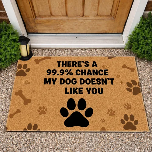 Bold Black Dog Paw Print Humorous Slogan - Dog Lover Outdoor Decor Gift Doormat