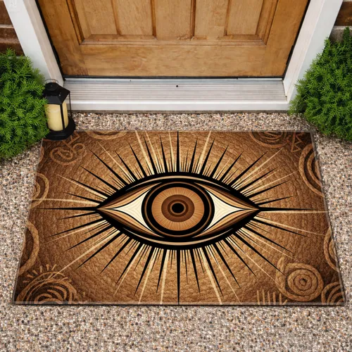 All-Seeing Evil Eye Natural Fiber Weave Home Decor Protection Gift for Boho Lifestyle Doormat