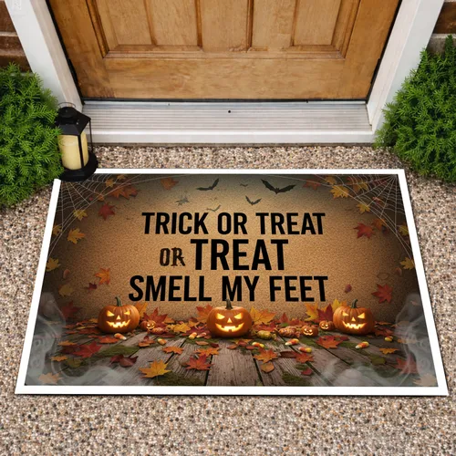 Funny Trick or Treat Smell My Feet Jack-o'-lanterns Bats - Spooky Halloween Decor Doormat