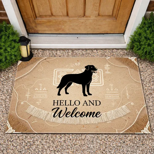 Friendly Dog Hello Welcome - Home Decor Pet Lover Gift Doormat