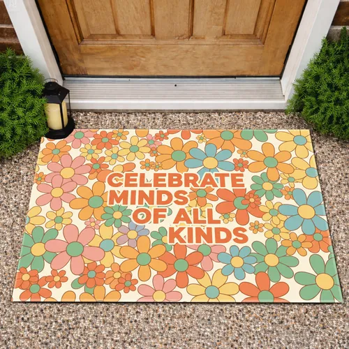 Celebrate Minds Of All Kinds Daisy Floral - Mental Wellness Support Gift Doormat