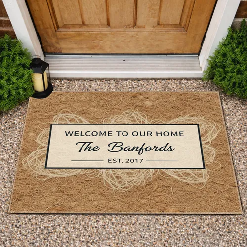 Rustic Welcome Home Established Year Woven Fiber - New Home Housewarming Gift Doormat
