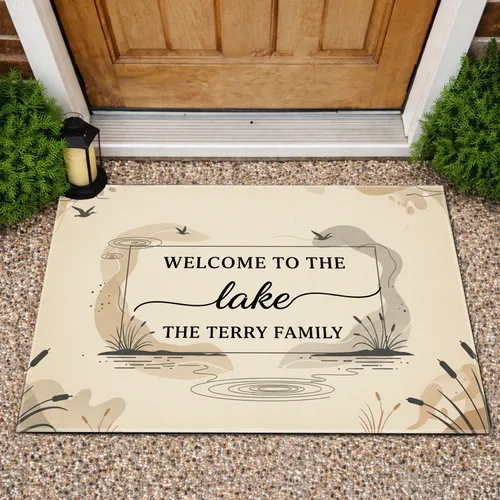 Welcome Lake Family Name Water Ripple Text - Lake Home Everyday Decor Gift Doormat