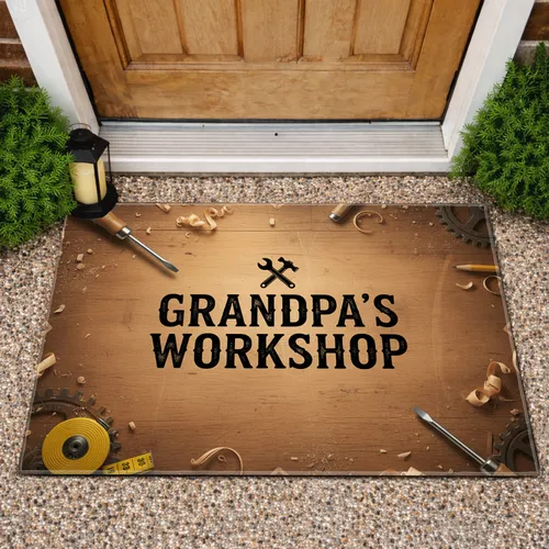 Grandpa's Workshop Tools Hammer Wrench - Home Decor Gift for Grandfathers Doormat