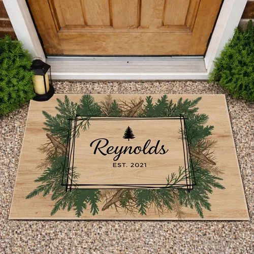Custom Name Pine Tree EST 2021 - Housewarming Home Decor Gift Doormat