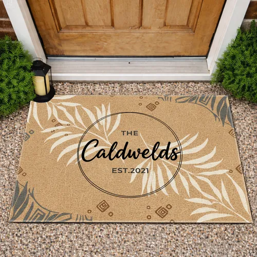 Custom Family Name Circular Frame - Home Decor Gift for New Homeowners Doormat