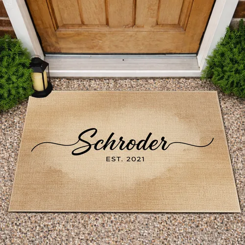 Custom Family Name and Year Fiber Texture - Welcoming Home Entryway Decor Gift Doormat