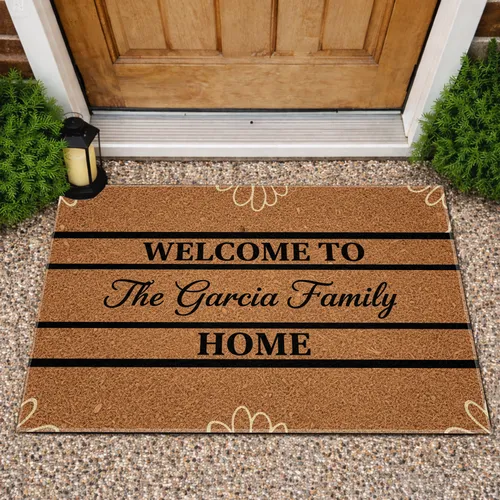 Rustic Farmhouse Welcome Home Custom Family Name - Home Decor Gift Doormat